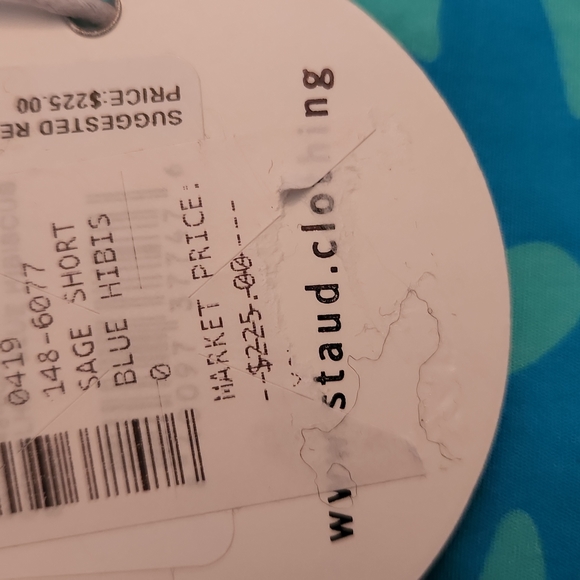 STAUD BLUE HIBISCUS FLORAL COTTON SHORTS SZ 0 - Picture 10 of 11